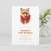 Cute Fox in a Red Scarf Autumn Image Birthday Kaart (Staand voorkant)