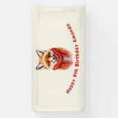 Cute Fox in a Red Scarf Autumn Image Birthday Spandoek (Verticaal)