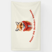 Cute Fox in a Red Scarf Autumn Image Birthday Spandoek (Verticaal)
