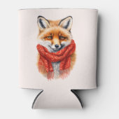 Cute Fox in a Red Scarf Autumn Image Blikjeskoeler (Voorkant)