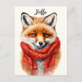 Cute Fox in a Red Scarf Autumn Image Briefkaart (Voorkant)