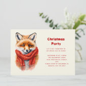 Cute Fox in a Red Scarf Autumn Image Christmas Kaart (Staand voorkant)