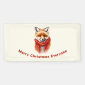 Cute Fox in a Red Scarf Autumn Image Christmas Spandoek (Horizontaal)