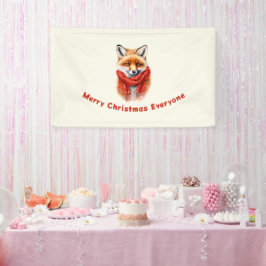 Cute Fox in a Red Scarf Autumn Image Christmas Spandoek