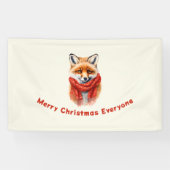 Cute Fox in a Red Scarf Autumn Image Christmas Spandoek (Horizontaal)