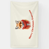 Cute Fox in a Red Scarf Autumn Image Christmas Spandoek (Verticaal)