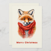 Cute Fox in a Red Scarf Autumn Image Feestdagenkaart (Voorkant / Achterkant)