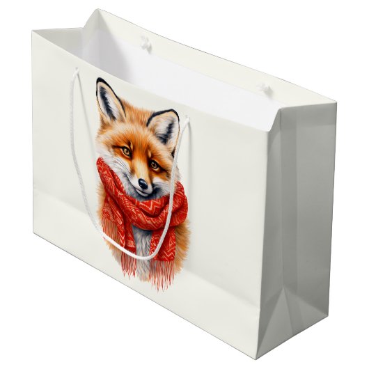 Cute Fox in a Red Scarf Autumn Image Groot Cadeauzakje (Voorkant Gekanteld)
