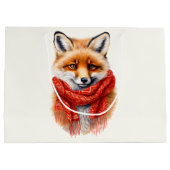 Cute Fox in a Red Scarf Autumn Image Groot Cadeauzakje (Achterkant)