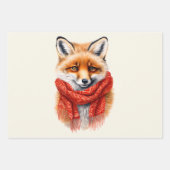 Cute Fox in a Red Scarf Autumn Image Inpakpapier Vel (Voorkant 2)