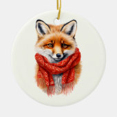 Cute Fox in a Red Scarf Autumn Image Keramisch Ornament (Voorkant)