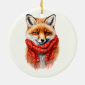 Cute Fox in a Red Scarf Autumn Image Keramisch Ornament (Achterkant)