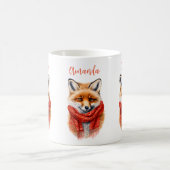 Cute Fox in a Red Scarf Autumn Image Koffiemok (Center)