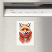 Cute Fox in a Red Scarf Autumn Image Magneet (Insitu (Vaatwasser))