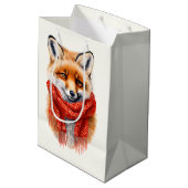Cute Fox in a Red Scarf Autumn Image Medium Cadeauzakje (Achterkant Gekanteld)