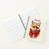 Cute Fox in a Red Scarf Autumn Image Notitieboek (Binnen)