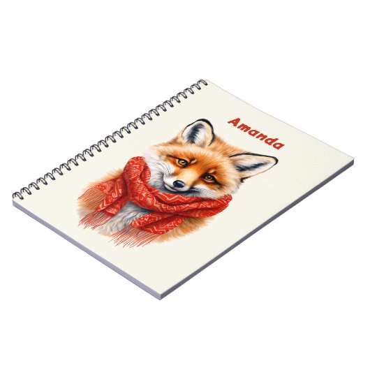 Cute Fox in a Red Scarf Autumn Image Notitieboek (Linkerzijde)