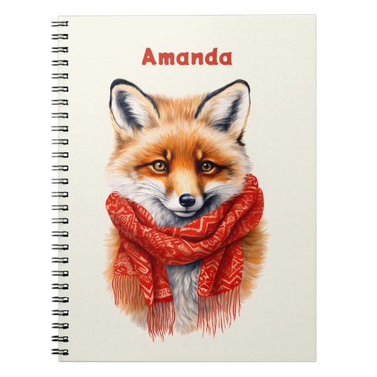 Cute Fox in a Red Scarf Autumn Image Notitieboek (Voorkant)