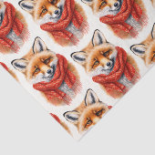 Cute Fox in a Red Scarf Autumn Image Pattern Tissuepapier (Detail)