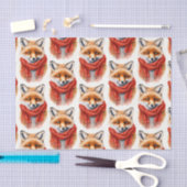 Cute Fox in a Red Scarf Autumn Image Pattern Tissuepapier (Craft)