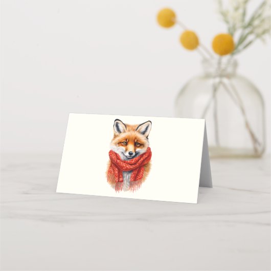 Cute Fox in a Red Scarf Autumn Image Plaatskaartje (Voorkant)