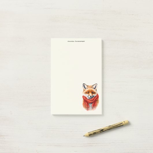 Cute Fox in a Red Scarf Autumn Image Post-it® Notes (Op bureau)