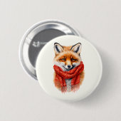 Cute Fox in a Red Scarf Autumn Image Ronde Button 5,7 Cm (Voorkant /achterkant)