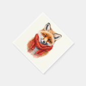 Cute Fox in a Red Scarf Autumn Image Servet (Hoek)