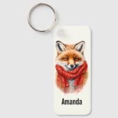 Cute Fox in a Red Scarf Autumn Image Sleutelhanger (Voorkant)