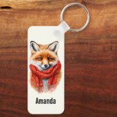 Cute Fox in a Red Scarf Autumn Image Sleutelhanger (Achterkant)