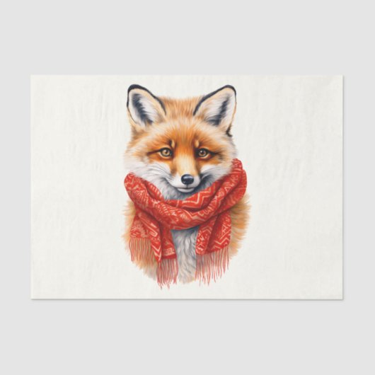 Cute Fox in a Red Scarf Autumn Image Tissuepapier (Voorkant)