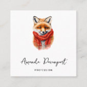 Cute Fox in a Red Scarf Autumn Image Vierkante Visitekaartje (Voorkant)
