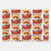 Cute Fox in a Red Scarf Autumn Pattern Inpakpapier Vel (Voorkant 3)