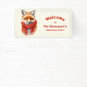 Cute Fox in a Red Scarf Autumn Xmas Party Welcome Spandoek (Insitu)