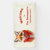 Cute Fox in a Red Scarf Autumn Xmas Party Welcome Spandoek (Verticaal)