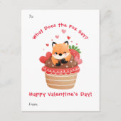 Cute Fox in Cupcake Aangepaste Kinder Valentijnsda Feestdagenkaart (Voorkant)