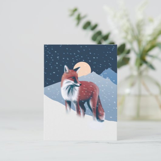 Cute Fox in de wintersneeuwillustratie Briefkaart (Staand voorkant)