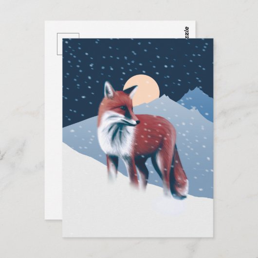 Cute Fox in de wintersneeuwillustratie Briefkaart (Voorkant / Achterkant)