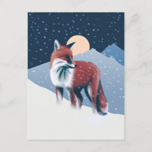 Cute Fox in de wintersneeuwillustratie Briefkaart