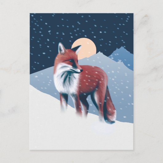 Cute Fox in de wintersneeuwillustratie Briefkaart (Voorkant)