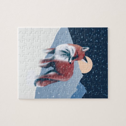 Cute Fox in de wintersneeuwillustratie Legpuzzel (Horizontaal)