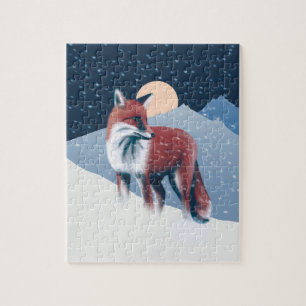 Cute Fox in de wintersneeuwillustratie Legpuzzel