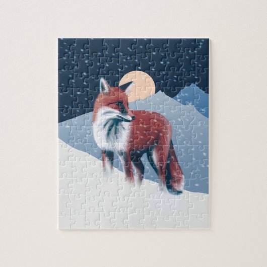 Cute Fox in de wintersneeuwillustratie Legpuzzel (Verticaal)