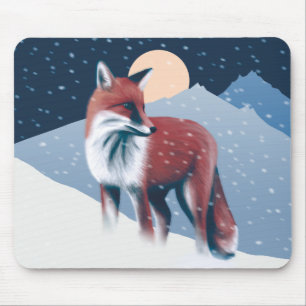 Cute Fox in de wintersneeuwillustratie Muismat