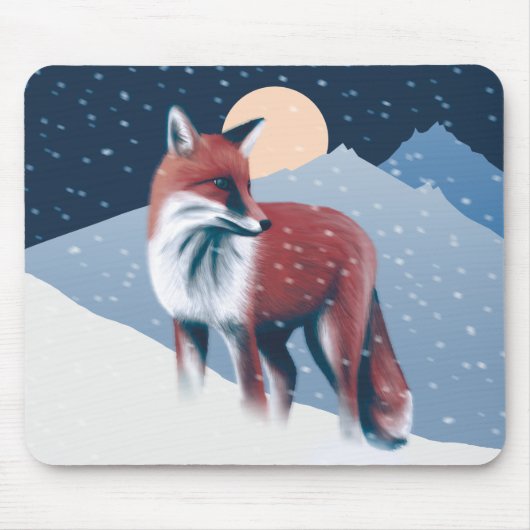 Cute Fox in de wintersneeuwillustratie Muismat (Voorkant)