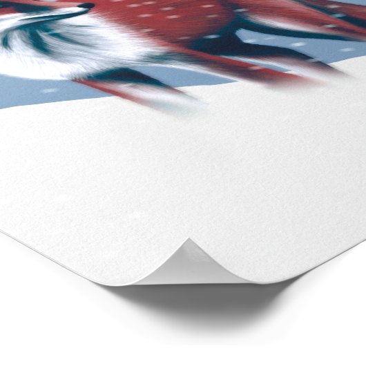 Cute Fox in de wintersneeuwillustratie Poster (Hoek)