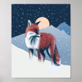Cute Fox in de wintersneeuwillustratie Poster (Voorkant)