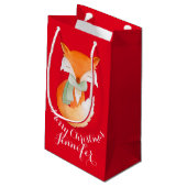 Cute fox in een artikel met de naam kerstcadeautas klein cadeauzakje (Achterkant Gekanteld)