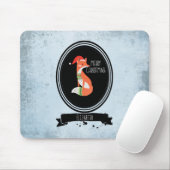 Cute Fox in kerstPet in een zwarte ovaal Muismat (Met muis)