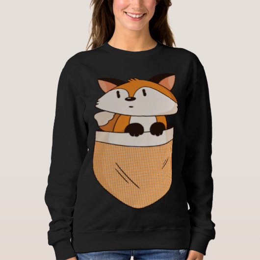 Cute Fox in Pocket Minimalistic Graphic  Girls Wom Trui (Voorkant)